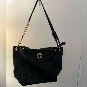 Tory Burch black leather shoulder purse